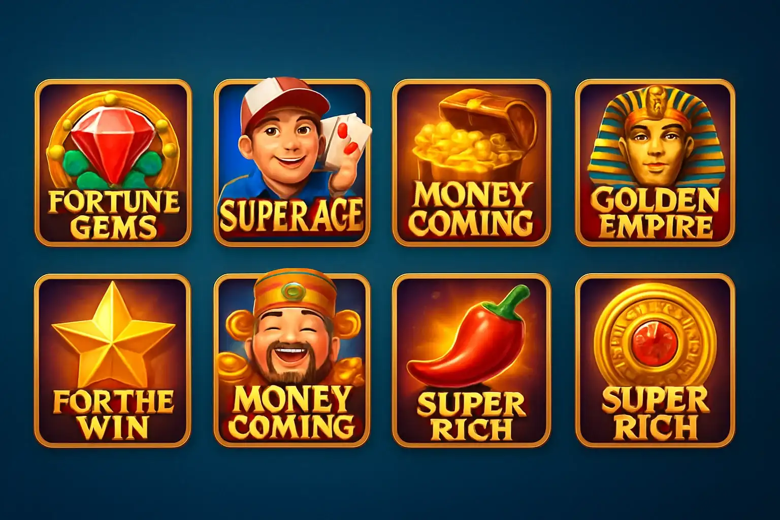 Grid of JILI and PG Soft slot game thumbnails on blue background